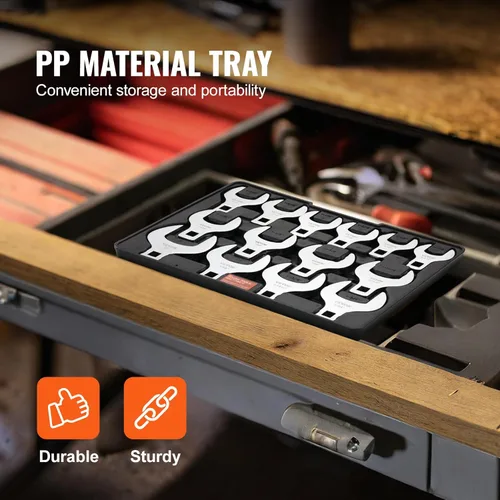 Miniatura 6 de VEVOR Juego de llaves de racores, 1/2" de transmisión 14 piezas SAE (1-1/16" - 2") Juego de llaves de racores con bandeja de almacenamiento