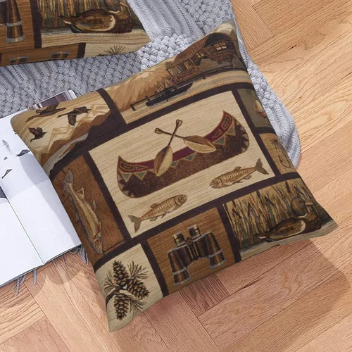 Miniatura 6 de Juego de 2 fundas de almohada cuadradas de 18x18 pulgadas, fundas de almohada decorativas retro negras estilo rústico para casa, sofá, fundas