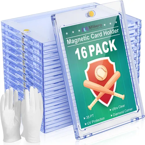 Miniatura 6 de Tarjetero magnético de 100 quilates para tarjetas intercambiables, protectores de tarjetas de béisbol ultra transparentes de 35 puntos, protectores