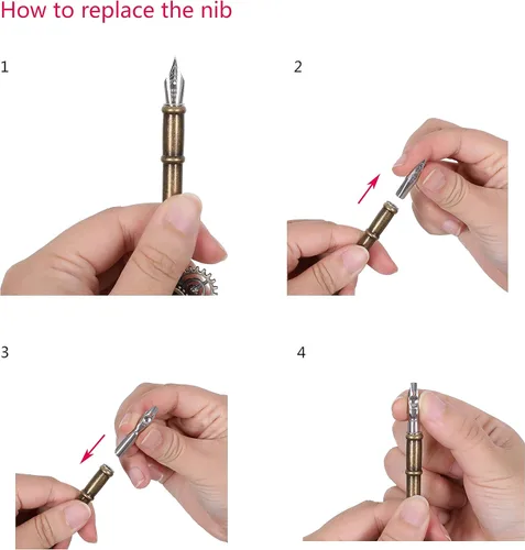 Miniatura 4 de Juego de pluma estilográfica y tinta, juego de plumas de ave para caligrafía, regalo de Navidad para amantes de la caligrafía, regalo de cumpleaños