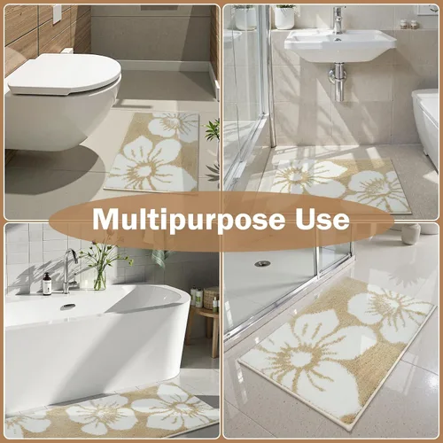 Miniatura 7 de Uphome Tapetes de baño para baño, 18 x 26, diseño floral, moderno, antideslizante, suave, lavable a máquina, absorbente, de secado rápido, tapete
