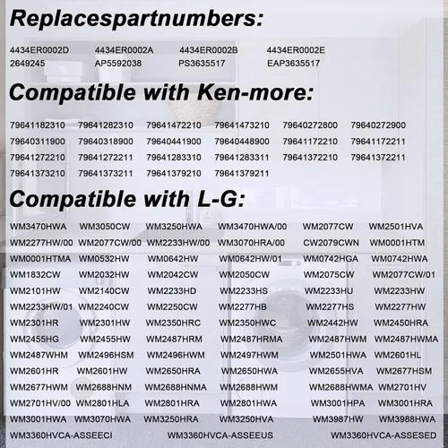 Miniatura 6 de 4434ER0002D 4434ER0002A - Soporte giratorio para lavadora L-G Ken-more, repuesto para lavadora L-G Ken-more - Soporte de tambor trasero Spider