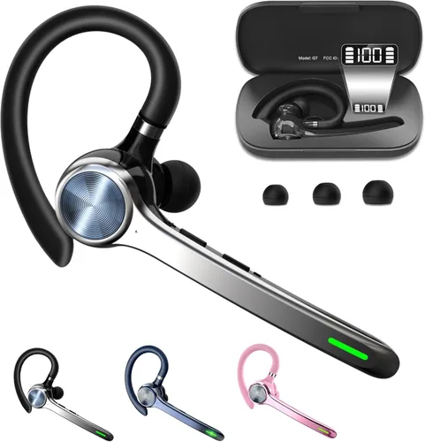 HEIBAS Auriculares Bluetooth, Auriculares inalámbricos Bluetooth con estuche de carga de 500mAh, tiempo de conversación de 72 horas, micrófono