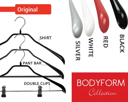 Miniatura 6 de Mawa by Reston Lloyd BodyForm Series - Percha de ropa antideslizante que ahorra espacio con barra para pantalones, 16-1/2 pulgadas, estilo 42/LS