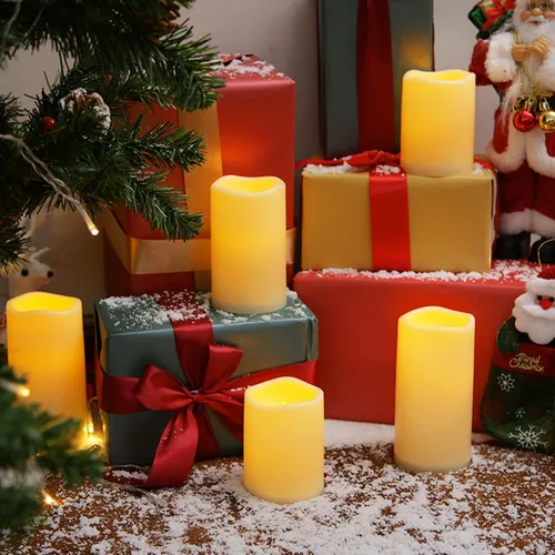 Miniatura 7 de Homemory paquete de 9 velas sin llama, impermeables para exteriores, velas LED acrílicas que funcionan con pilas, con control remoto y temporizador