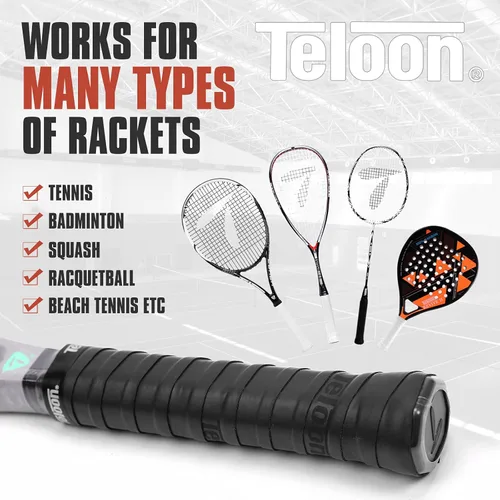 Miniatura 3 de Teloon Cinta de agarre para raqueta, cinta de agarre para tenis, (6 o 12 unidades) Absorbe las bandas elásticas antideslizantes para el sudor