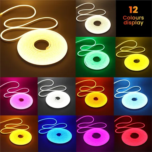 Miniatura 3 de Tira de neón DC 24V 1.6-65.6 ft IP67 impermeable, multicolor, retroiluminación de TV, tubo de silicona flexible para el hogar, luz LED