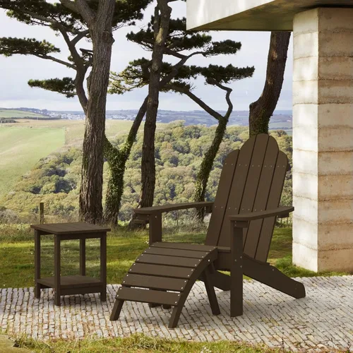 Miniatura 6 de LUE BONA HDPS Sillas Adirondack Set de 2, Silla para Hoguera al Aire Libre Resistente a la Intemperie con Portavasos, Silla Moderna de Plástico