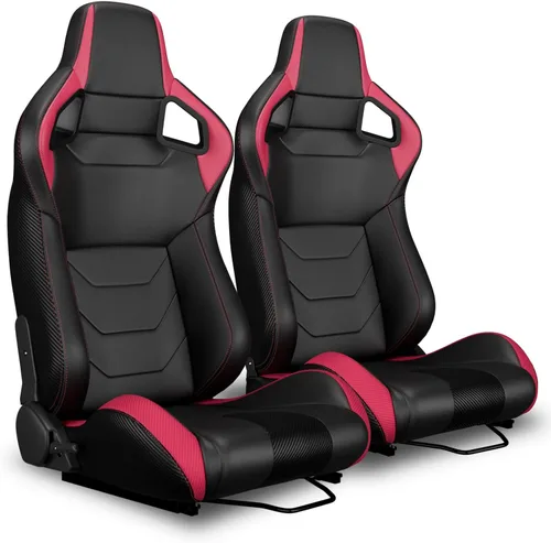 Miniatura 16 de 2 asientos universales ajustables de carreras con deslizadores dobles, asientos de cubo reclinables, 1 par de asientos deportivos para vehículos