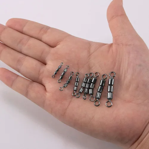 Miniatura 7 de Dr.Fish 3 rodillos giratorios de alta velocidad, cadena de cuentas de barril giratorio de pesca Trolling Leader Conector de señuelo de salmón