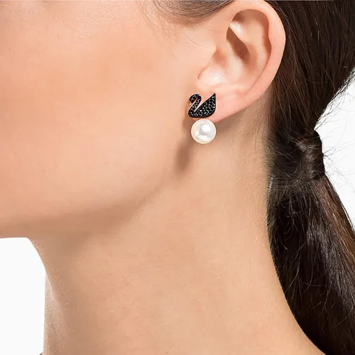 Miniatura 5 de Swarovski Iconic Swan Jewelry Collection Rose Gold Tone Finish Black Crystals