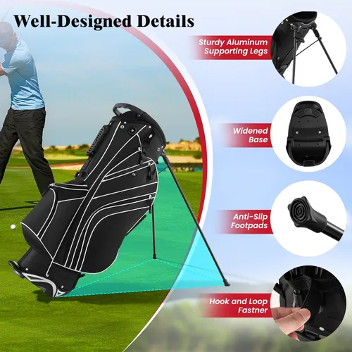 Miniatura 6 de ULTIMATE Bolsa de golf con divisores superiores de 6 vías, bolsa de golf con bolsillos y bolsa refrigeradora, bolsa de golf ligera y portátil