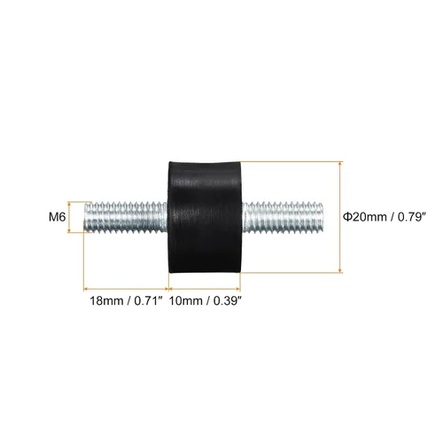 Miniatura 2 de uxcell Soportes de goma M6x18mm, 8pcs Anti Vibración Aislador Studs Amortiguador Macho para Compresores de Aire, Motor de Garaje, Motores Diesel