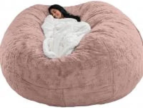 Miniatura 15 de DIOB Funda redonda para silla de puf, para adultos, adolescentes (relleno no incluido), silla de sofá gigante suave, cómoda silla de descanso