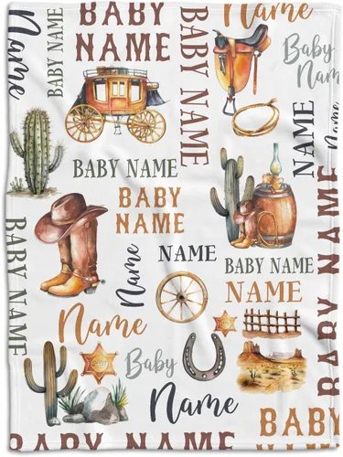 Miniatura 13 de Manta de bebé occidental para niña, manta de bebé occidental, mantas de bebé personalizadas, manta de bebé vaquero con nombre, mantas de bebé Chica
