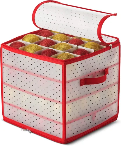 Miniatura 16 de ZOBER Caja de almacenamiento de plástico para adornos de Navidad, almacena 128 adornos de 3 pulgadas con bandejas individuales, caja de Verde