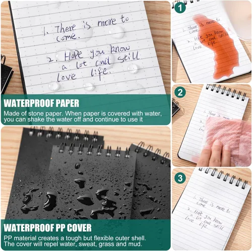 Miniatura 3 de Qilery 2 unidades de papel cuadriculado impermeable de 3 x 5 pulgadas, bloc de notas de bolsillo para todo tipo de clima, bloc de notas de policía