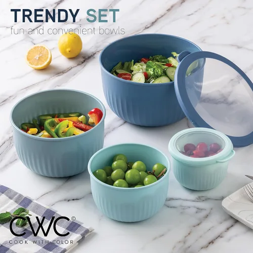 Miniatura 2 de COOK WITH COLOR Tazones de preparación con tapas, juego de cuencos pequeños de plástico anidables anchos y profundos con tapas, juego de 12 piezas