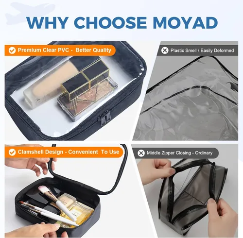Miniatura 4 de Moyad Bolsa de aseo transparente aprobada por la TSA, de cuarto de galón, tamaño 3-1-1, bolsa de líquidos para viajes, organizador transparente