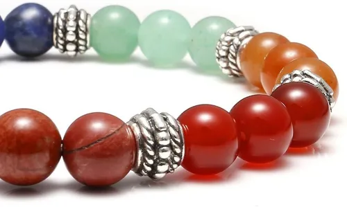 Miniatura 2 de Top Plaza Pulsera de curación de 7 chakras, reiki, piedras reales, yoga, meditación, mala, pulseras elásticas para mujeres, aleación de plata