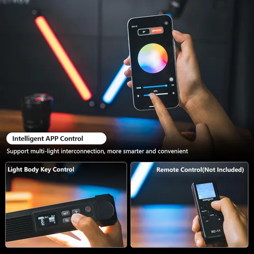 Miniatura 5 de VILTROX Varita de luz LED RGB K60, barra de luz LED RGB de mano de 360° para fotografía con control de aplicación, regulable de 2500K-8500K, CRI97+