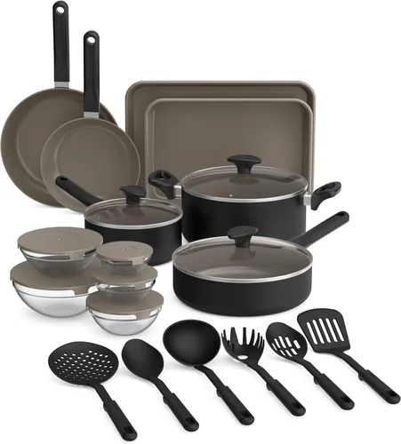 BELLA Juego de 21 piezas para la cocina con revestimiento antiadherente de cerámica EverGood™, apto para lavavajillas y horno, compatible con todas