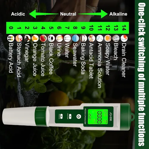 Miniatura 3 de Medidor de pH para agua,10 en 1 Digital Ph Tester Pen luz trasera, ATC ± 0.01 Resolución Alta precisión