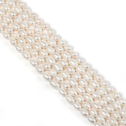 Miniatura 47 de Cuentas de perlas de arroz de agua dulce naturales de 0.35 a 0.35 pulgadas, perlas auténticas de 14 pulgadas, cuentas sueltas para hacer joyas