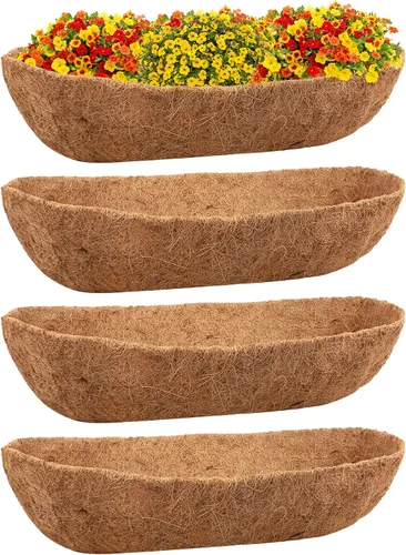 Miniatura 12 de Riare Paquete de 2 forros de fibra de coco de 24 pulgadas para macetas, revestimiento de repuesto de fibra de coco natural para macetas, cesta