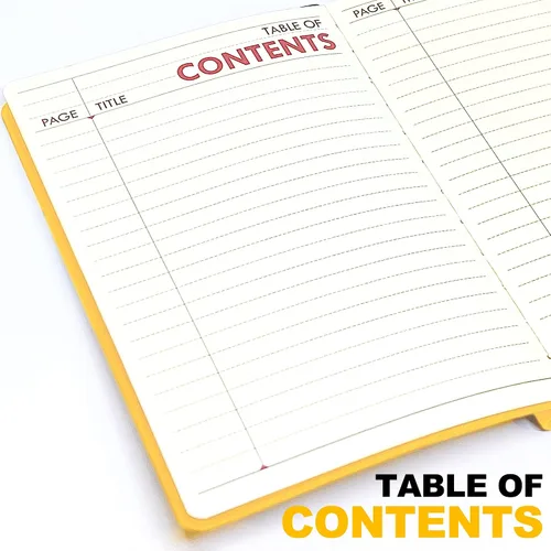 Miniatura 3 de LeStallion Cuaderno Amarillo de 120GSM - Cuaderno A5 con líneas amarillas - 211 páginas numeradas con líneas Tabla de contenidos Tapa blanda