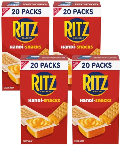 Miniatura 20 de Handi-Snacks RITZ Crackers 'N Cheesy Dip Paquetes de Aperitivos, Aperitivos Escolares, 20 Paquetes de Aperitivos
