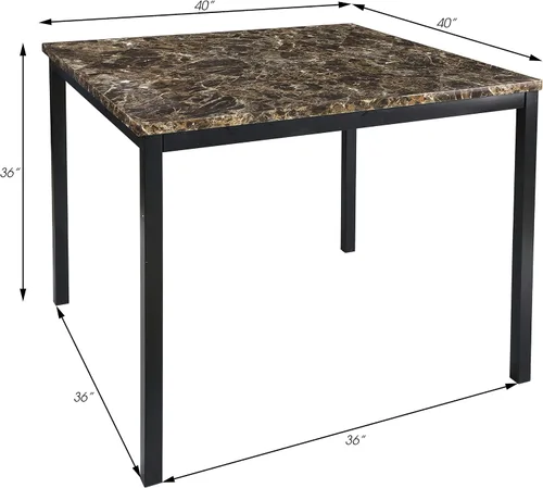 Miniatura 3 de Lexicon Malaya - Mesa de comedor con altura superior de mármol sintético, 40 pulgadas de largo x 40 pulgadas de ancho, marrón