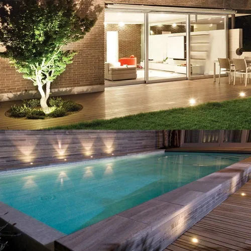 Miniatura 8 de Luces de pozo de iluminación de paisaje, bajo voltaje al aire libre en tierra, 5 W 12 V-24 V, impermeable, luz blanca cálida de 3000 K para jardín