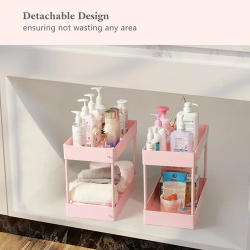 Miniatura 8 de danpinera Carrito de almacenamiento delgado, carrito rodante estrecho de 3 niveles con ruedas, organizador de baño con divisores, mango, ganchos