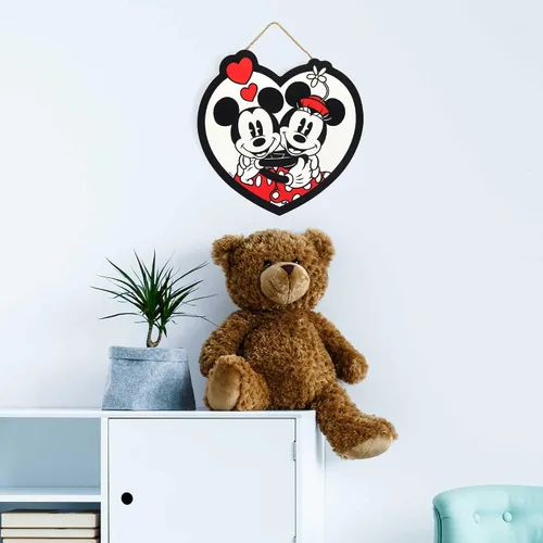 Miniatura 5 de Open Road Brands Disney Mickey Mouse y Minnie Mouse - Letrero de pared en forma de corazón Negro/blanco
