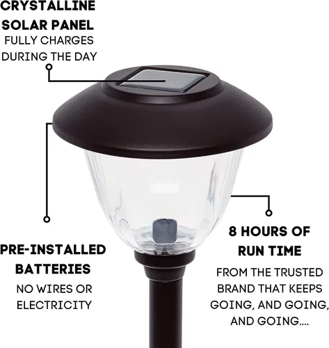 Miniatura 12 de Energizer Luces solares LED para camino, paquete de 8 luces solares [negras] para exteriores, IP65 impermeables con encendido/apagado automático