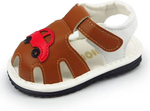 WILLFUN Sandalias chirriantes de verano para bebé niño y niña, suela de goma de alta calidad, zapatos antideslizantes para niños pequeños primeros
