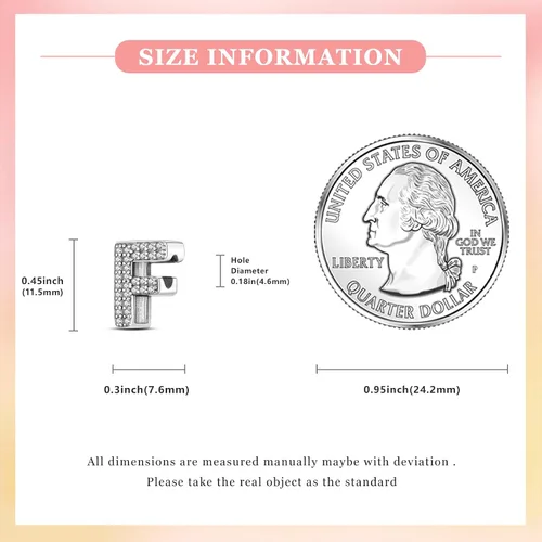 Miniatura 18 de PARCOM Dijes de letras compatibles con pulseras Pandora de plata esterlina S925 con iniciales para pulseras del alfabeto A-Z, cuentas de letras