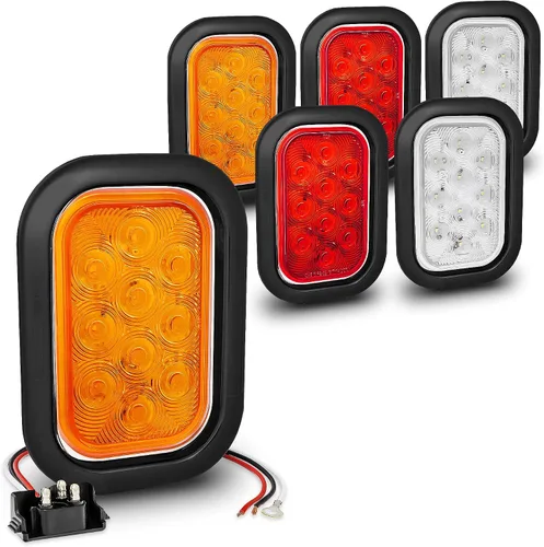 Miniatura 14 de TRUE MODS Kit de 2 luces traseras LED rectangulares rojas de 5x3 3x5 pulgadas [DOT FMVSS 108] [SAE I6 P2 S2 (3) T] [Ojales/Tapones] [Sumergible] Rojo