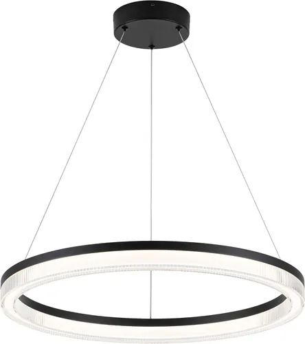 Miniatura 19 de Lámpara colgante LED moderna regulable de 23.6 pulgadas, color negro, 1 anillo circular, para sala de estar, comedor, cocina, oficina, vestíbulo