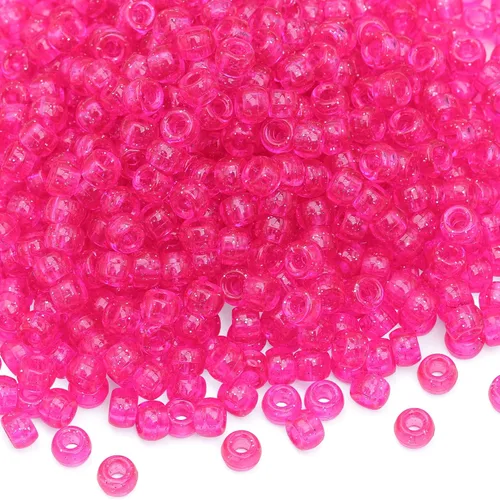 Miniatura 21 de 1000Pcs Cuentas de Pony 9mm Verde Plástico Barril Cuentas de Pony para Collar, Cuentas de Pelo para Trenzas, Cadena de Llavero, Fabricación