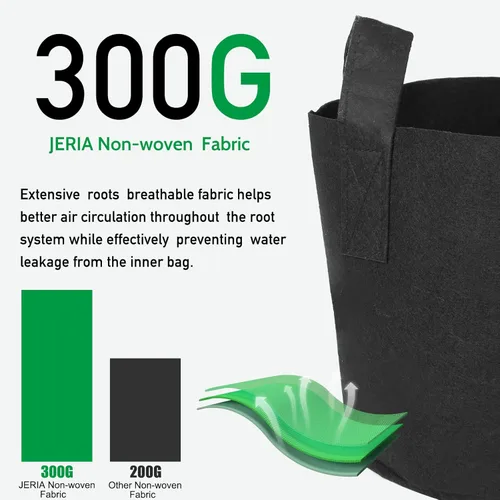 Miniatura 4 de JERIA Paquete de 24 bolsas de cultivo no tejidas de 3 galones, bolsas de cultivo de plantas, macetas de tela de aireación resistentes con asas