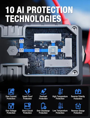 Miniatura 5 de Batería de arranque de salto 6250A (para todo gas o diésel de 9.0+L), 2 puertos USB, arranque de coche portátil de 12 V con pantalla HD de 3.2