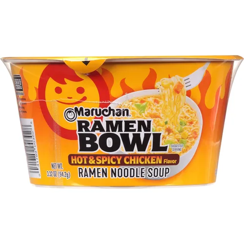 Maruchan Tazón de fideos ramen con sabor a pollo picante y picante con verduras, 3.32 onzas (paquete de 12)