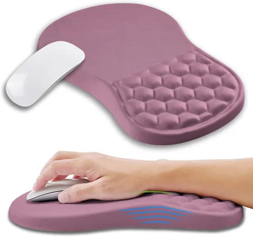 Miniatura 7 de Alfombrilla ergonómica para mouse con soporte de muñeca con espuma viscoelástica, almohadilla de masaje para aliviar el dolor del túnel carpiano