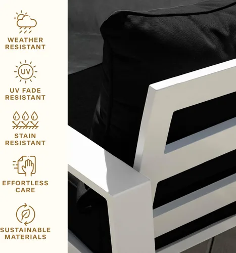 Miniatura 5 de Honeycomb Outdoor Heritage - Asiento profundo, 23 x 25 pulgadas, cojín para silla Cabana Stripe negro y marfil con funda extraíble, para muebles