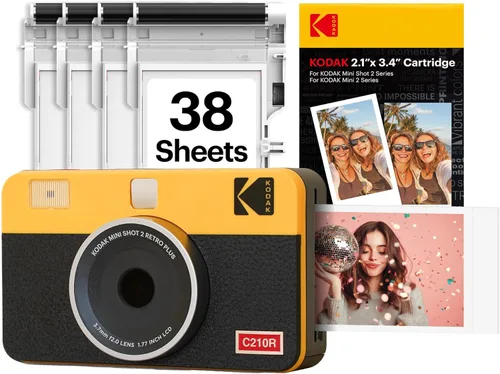 Miniatura 15 de KODAK Mini Shot 2 Retro 4PASS - Cámara instantánea e impresora fotográfica 2 en 1 (2.1 x 3.4 pulgadas) + 8 hojas, color amarillo