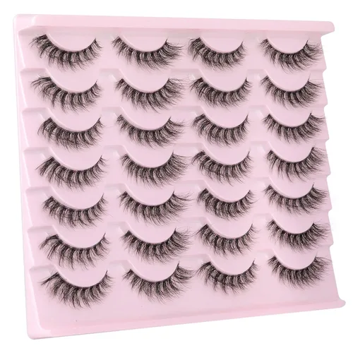 Miniatura 8 de Newcally Pestañas Postizas de Aspecto Natural Pestañas de Visón Voluminosas 3D con Volumen Pestañas Postizas 5D en Tira Pestañas Ojos de Gato