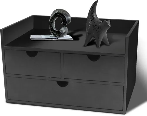 Miniatura 8 de Organizador de escritorio de bambú con cajones, cajones de mostrador, 2 cajones, caja de almacenamiento de esquina para escritorio, organizador