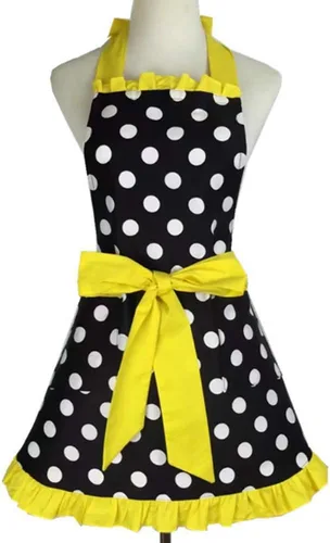 Miniatura 5 de Delantales de cocina para mujer, retro, vintage, niña, lunares, cocina, pinafore Navidad, delantal, vestido, punto blanco